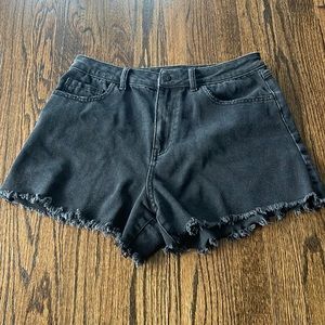 Black denim shorts